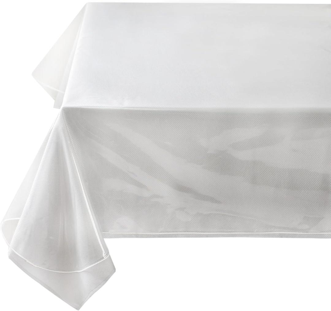 Heavy Duty Clear Plastic 100% Waterproof Tablecloth Protector, Vinyl Table Cloth, Oil Proof Wipe Clean Table Cover for Dining Tables, Parties and School Projects (54" x 70" Rectangular)