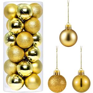 24PCS Christmas Ball Ornaments1.57 Inch Mini Christmas Balls Small Xmas Tree Hanging Ornaments Decorative Balls for Xmas Tree Outdoor Indoor DIY Craft Party Supplies,Gold