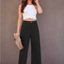 GRAPENT Wide Leg Capri Pants for Women High Waisted Linen Flowy Pleated Capris Cropped Trousers Pants Dressy Casual (S)