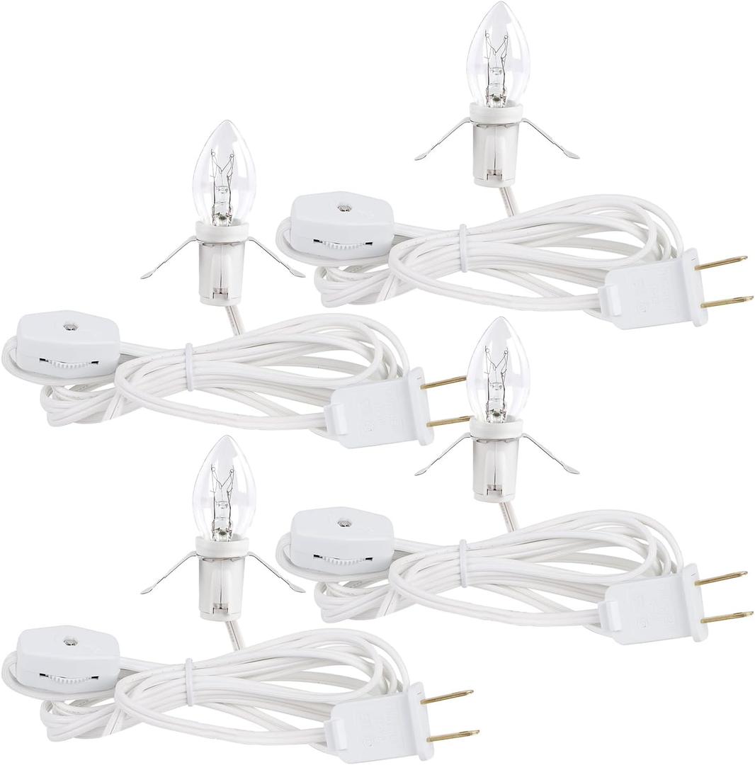 WATERGLIDE 4 Pack Accessory Cord with Clear Bulb, 6 FT UL Listed Replacement Lamp Cord with ON/Off Switch, Perfect for Christmas Village House, Craft Projects, Halloween Holiday Decoration
