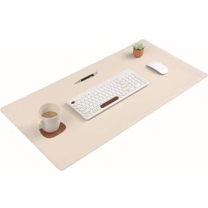 Dual-Sided Leather Desk Pad,Blotter for Laptop Computer,Mouse Pad,Writing,Drawing,Arts and Craft Mat (17"x35", Beige/Brown)