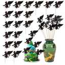 24 Pcs Black Monkey with Wings Cake Topper for Birthday Party Decorations Magic Theme Favor Supplies