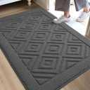 LUMI Washable Indoor Entrance Doormat 24"x36", Absorbent Quick-Dry Door Mat, Dirt Trapper Non-Slip Low Profile Entryway Mats for High Traffic, Grey