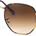 Pro Acme Small Square Sunglasses for Women Men 100% Real Glass Lens Hexagonal Frame (C3 | Tortoise | Brown Gradient)