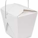 White Chinese Asian Paper Take Out Box with Wire Handle, Leak and Grease Resistant Stackable to Go Boxes (10, 32OZ)