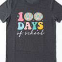 100 Days of School Shirt Retro Disco Hearts 100th Day of School T-Shirt Teacher Life Tees School Celebration Gift Tops, M