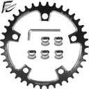Bike Chainring, 110BCD Round Narrow Wide Chainring, 36-58T Single Bicycle Chain Ring for 8-12 Speed Road Bike (for 1 Chainring Bike) (Black)