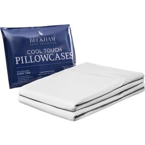 Beckham Hotel Collection Cooling Pillowcases for Hot Sleepers, King Size Set of 2, Cool Bedding, Envelope Closure, Silky Soft, Breathable, Moisture-Wicking, White
