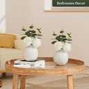 Nztze Artificial Flowers with Ceramic Vase, 2 PCS Fake Plants Combination of Six White Roses and Greenery, Small Plant Potted for Offices, Indoor, Bookshelf, Bedroom, Living Room, Wedding Decorations