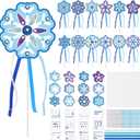 Marspark 24 Set Princess Snowflake Wand Kit Includes Make Your Own Unfinished Paper Snow Fairy Wands for Winter Princess Theme Birthday Party Favors Play Supplies Decorations