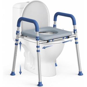 Loyoda Toilet Seat Riser with PU Foam Padded Seat for Elderly, 350 lb Cap