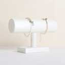 GemeShou White Jewelry bracelet displays for selling, bangle organizer and storage for show, PU leather watch jewelry holder for womanWhite Bracelet T holder