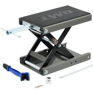 Orion Motor Tech Motorcycle Lift, 1100lb Motorcycle Scissor Lift Jack with Wide Deck T Handle 3/8" Socket, Motorbike Center Stand with Chain Brush, Crank Hoist Stand for ATV Dirt Bike Cruiser, Gray