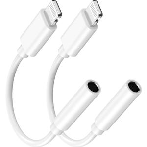[Apple MFi Certified] Apple Lightning to 3.5 mm Headphone Jack Adapter, 2 Pack iPhone to 3.5mm Headphone/Earphone Aux Audio Converter Adapter Dongle Cable for iPhone 14 13 12 11 Pro Max XS XR X 8 7