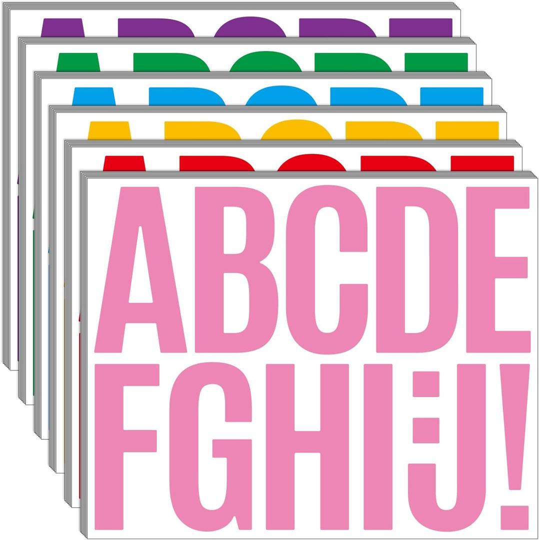 Bemeol 36 Sheets Letter Stickers 3 Inch Vinyl Letters Alphabet Stickers Self Adhesive Stick on Letters for School Office Home Bulletin Boards Mailbox Decor(Multicolor,3Inch)