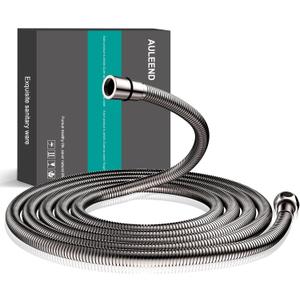 AULEEND，118 inch，encrypted shower hose 304 stainless steel metal - Extra long shower hose -（Universal Connection G 1/2" x 1/2")（brushed nickel）