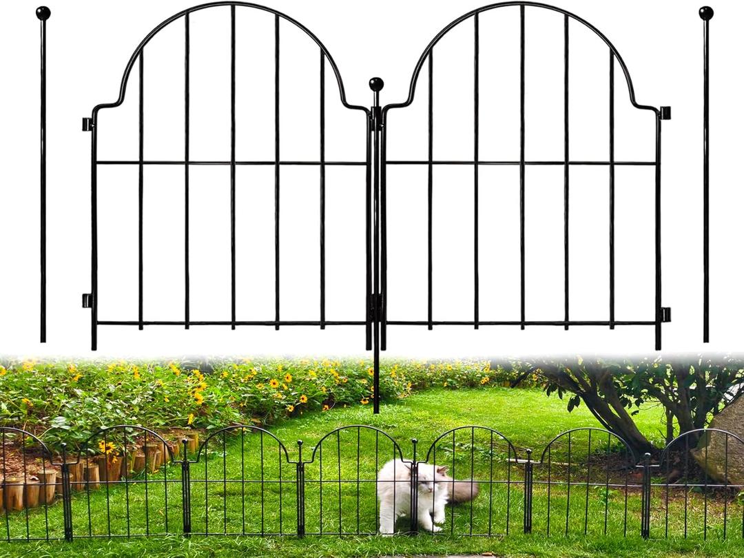 Garden Fence, 17in(H) x 27.5 ft(L) Arched Rustproof Metal No Dig Fence Garden Fence Border,Ground Stake Animal Barrier Fence for Rabbit Dog, Outdoor Landscape Decor for Yard & Patio,25 Pack