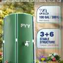PYY Rain Water Collection Barrel - 100 Gallon Green Large Water Storage Tank with Spigots, Portable Rain Catcher to Collect Rainwater from Gutter, Plastic Rain Catchment System with Collapsible Bucket