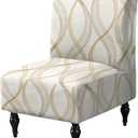 FUANGUI Armless Accent Chair Cover Slipcover, Stretch Spandex Chair Covers for Living Room Removable Washable for Armless Chair Furniture Protector (1Pc, A6)