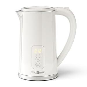 PARIS RHNE Electric Tea Kettle, 1.7L Temperature Control Electric Kettle, 4H Keep Warm Water Boiler with 6 Presets, LED Screen Electric Kettles for Boiling Water, Boil-Dry Protection, BPA Free (Ebony)