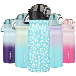 BJPKPK Water Bottle With Straw 18oz Insulated Water Bottles Reusable Stainless Steel Metal Thermo With Leak Proof Lockable Lid And Carry Handle,Light Pink