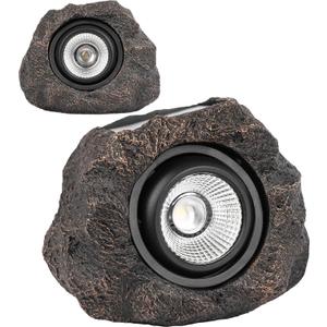 Solar Rock Lights Outdoor – 2 Pack Waterproof LED Landscape Garden Spotlights, Realistic Stone Design, Wireless Solar Powered Pathway Lights for Yard, Walkway, Patio & Lawn Decoration (Auto On/Off)