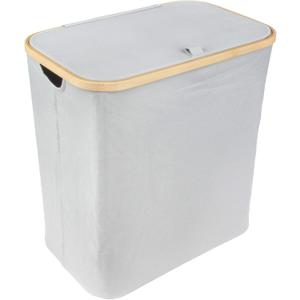 Foldable Bamboo Laundry Hamper with Lid - Decor Essentials for Any Room - Extra Large - Rectangular - Gray