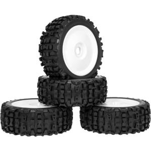 RC Station 17mm Hex RC Wheels and Tires 1/8 Scale RC Buggy Truggy Tires Wheels for Arrma Typhon 6S 3S Losi 8IGHT X/E 2.0 XT/XTE Tires and Wheels Preglue 4PCS