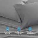 Welhome 100% Cotton Percale 4-Piece King Size Solid Bed Sheets Set, 1 Fitted, 1 Flat Sheet with 2 Pillowcases, Gray
