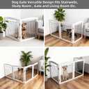 ZJSF Freestanding Foldable Dog Gate for House Extra Wide Wooden White Indoor Puppy Gate Stairs Pet Gates Doorways Pet Gate Tall Dog Fence 2 Panels, 40” Width x 0.51” Depth x 24” Height