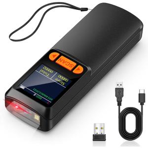 KUIIYER Mini Bluetooth Barcode Scanner, Wireless 2D QR 1D Bar Code Scanners with LCD Screen Display & Setting Keypad & AI Voice, Small Portable Handheld Barcode Reader for Smart Phone, Computers & POS