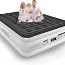 Queen Air Mattress with Built-in Pump, 18" Top Inflatable Mattress with Waterproof Flocking Fabric, Three-Minute Quick-Inflatable Bed. Portable Blow Up Mattress for Home, Outdoor and Guests (White)