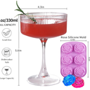 11oz Large Vintage Coupe Glasses Set of 6, Ribbed Cocktail Glasses,Classic Espresso Martini Glasses,Margarita and Champagne Glasses for Bar,Wine,Dessert,Cocktail Glassware Gift Set