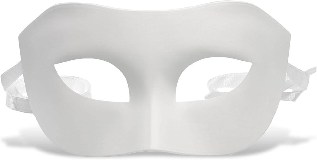 Elegant Half Face Mask - Venetian Masquerade Mask, White Masquerade Mask For Women or Men, Fancy Party Mask Costume Accessory, Mardi Gras Mask For Masquerade Ball, Halloween Half Mask