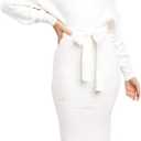 Chang Yun Women's Long Maxi Sweater Dresses Sexy Wrap Batwing V Neck Slit Open Back Holiday Bodycon Dress with Belt (White), Size S