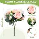 Peonies Artificial Flowers, 4 Packs Simulated Silk Peonies Flowers Fake, Mixed Pink Peonies Flowers Bouquet for Centerpiece Table Wedding Party Home Decoration, Champagne White