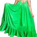Adogirl Women's Sexy Spaghetti Strap Sleeveless Ruched Ruffle Hem Bandage Oversized Beach Loose Long Maxi Swing Dress