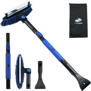 CARCAREZ 39" Extendable Car Snow Brush and Ice Scraper, Windshield Window Ice Snow Removal Snow Broom with Foam Grip 180 Pivoting Brush Head Snow Scraper for Car Auto Truck SUV (Blue)