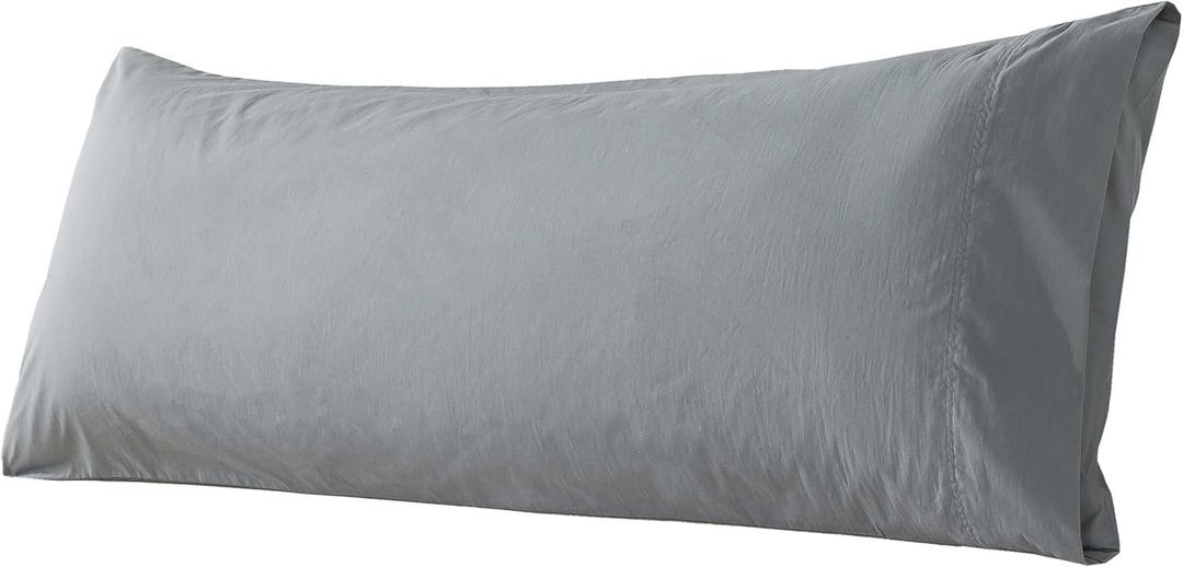 WhatsBedding Body Pillow Cover Cotton Fabric, Long Pillowcase Breathable & Skin-Friendly, Envelope Closure - Grey (20x54 inch)
