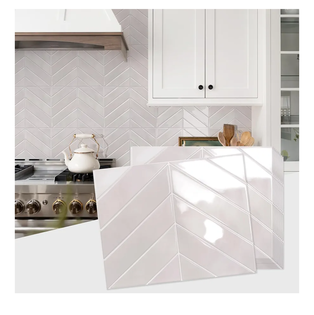 STICKGOO 10 Sheets Thicker Herringbone Peel and Stick Backsplash, 12.6”×9.7” Stick on Wall Tiles, Self Adhesive Tile Sticker for Kitchen Backsplash and Bathroom, Smoky Pink