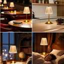 Nusogon Rechargeable Cordless Table Lamp, Touch Control Crystal Desk Lamp with 3500mAh Battery, 3 Color Dimmable LED Small Lamp for Bedroom Bedside Restaurant Kitchen Home Decor