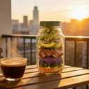 Original Side-Open Salad Pod Jar with Lid - Plastic Snack Box for Home, Outdoor, Travel & Party
