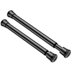 2 Pack Spring Tension Curtain Rod 8 to 12.5 Inch, DIY Mini Curtain Rods No Drill for Slim Window Cupboard Closet Sidelights, Black