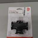 GE 3-Outlet Grounded T-Shaped Tap Adapter, Heavy Duty, Black, 50872