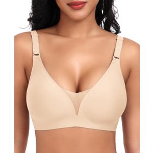Bras for Women Wireless Seamless Mesh Push Up No Underwire Plus Size Soft Comfortable Sleep Everyday Brattlets with Extender (XL)