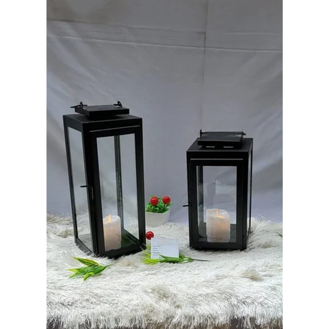 Black Lanterns Decorative Indoor, Tempered Glasses : 13 inch