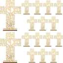 Marsui 16 Pcs Wooden Baptism Centerpieces for Table, Recuerdos De Bautizo para Religious Catholic Table Decor for Christening Communion Baby Shower Wedding VBS Sunday School Church(Angel with Cross)