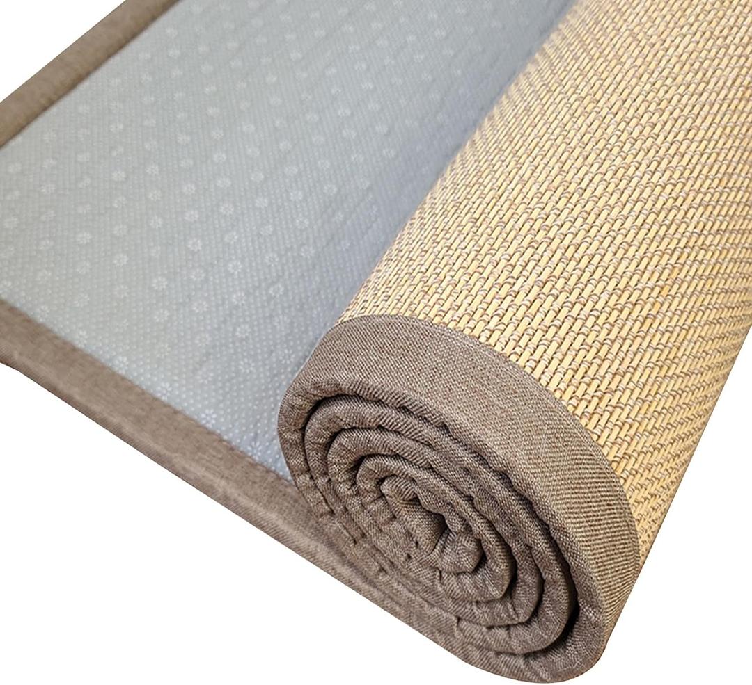 Natural Fiber Weave Summer Rug, Bamboo Area Rug Floor Carpet, Japanese Traditional Area Rugs for Living Room Balcony Bay Window, Floor Runner Mat, 24in x 96 in