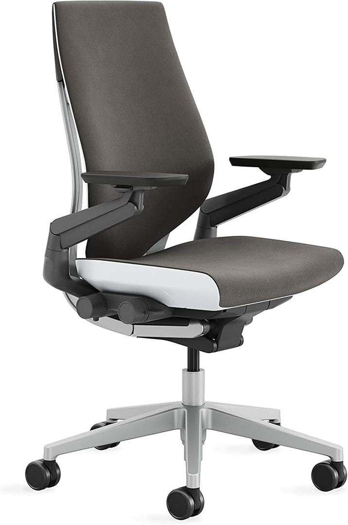 Steelcase Gesture Office Chair - Ergonomic Work Chair with Wheels for Carpet - Comfortable - Intuitive-to-Adjust for Desk - 360-Degree Arms - Graphite Gray Fabric, Standard Height Range