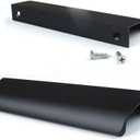 JOOJA 10 Pack Modern Style Finger Edge Pull Furniture DrawerHandles Hidden Cabinet Kitchen Drawer Handles Knobs (200mm, Black)